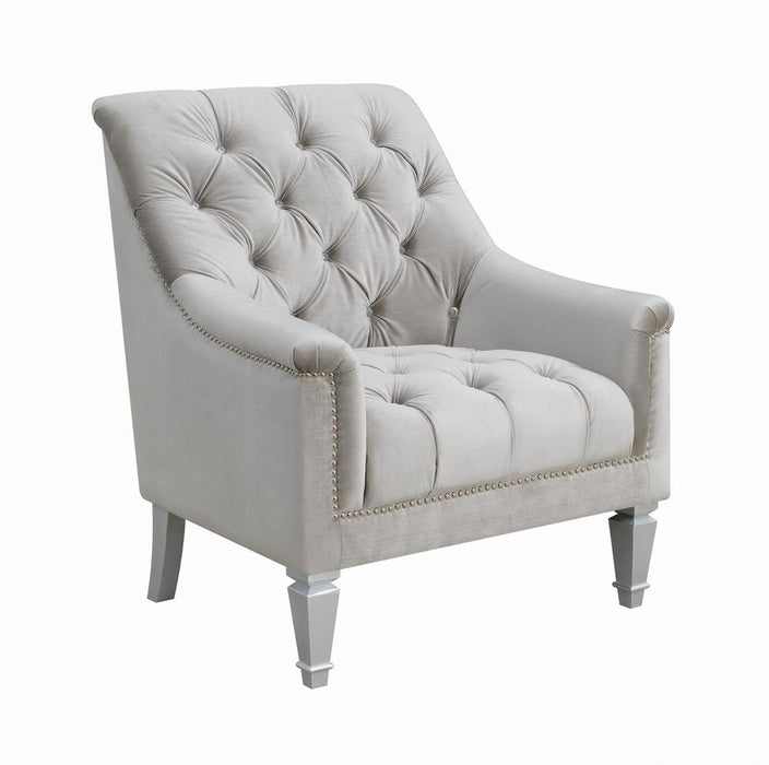 Avonlea Sloped Arm Tufted Chair Grey - Premium Chair from Coaster Z2 Standard - Just $480! Shop now at Furniture Wholesale Plus  We are the best furniture store in Nashville, Hendersonville, Goodlettsville, Madison, Antioch, Mount Juliet, Lebanon, Gallatin, Springfield, Murfreesboro, Franklin, Brentwood