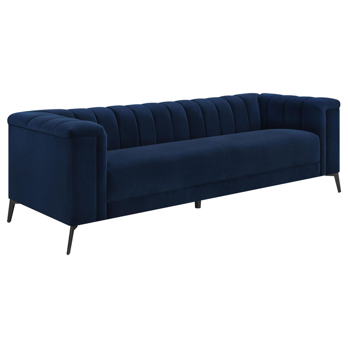 Chalet Tuxedo Arm Sofa Blue - Premium Sofa from Coaster Z2 Standard - Just $818! Shop now at Furniture Wholesale Plus  We are the best furniture store in Nashville, Hendersonville, Goodlettsville, Madison, Antioch, Mount Juliet, Lebanon, Gallatin, Springfield, Murfreesboro, Franklin, Brentwood