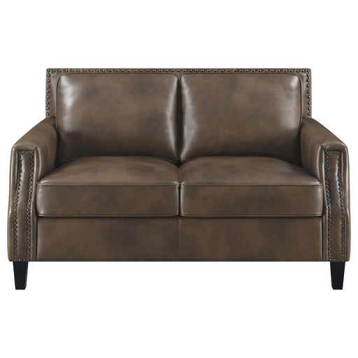 Leaton Upholstered Recessed Arms Loveseat Brown Sugar - Premium Loveseat from Coaster Z2 Standard - Just $1380! Shop now at Furniture Wholesale Plus  We are the best furniture store in Nashville, Hendersonville, Goodlettsville, Madison, Antioch, Mount Juliet, Lebanon, Gallatin, Springfield, Murfreesboro, Franklin, Brentwood