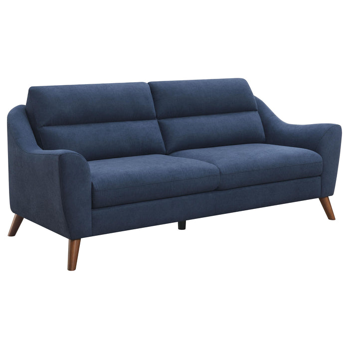 Gano Sloped Arm Upholstered Sofa Navy Blue - Premium Sofa from Coaster Z2 Standard - Just $818! Shop now at Furniture Wholesale Plus  We are the best furniture store in Nashville, Hendersonville, Goodlettsville, Madison, Antioch, Mount Juliet, Lebanon, Gallatin, Springfield, Murfreesboro, Franklin, Brentwood