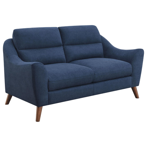 Gano Sloped Arm Upholstered Loveseat Navy Blue - Premium Loveseat from Coaster Z2 Standard - Just $720! Shop now at Furniture Wholesale Plus  We are the best furniture store in Nashville, Hendersonville, Goodlettsville, Madison, Antioch, Mount Juliet, Lebanon, Gallatin, Springfield, Murfreesboro, Franklin, Brentwood