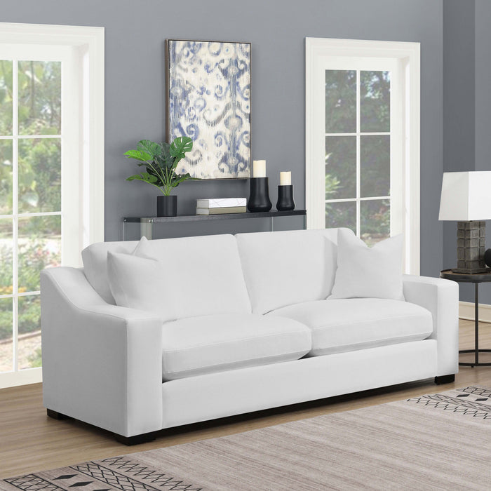 Ashlyn Upholstered Sloped Arms Sofa White - Premium Sofa from Coaster Z2 Standard - Just $1158! Shop now at Furniture Wholesale Plus  We are the best furniture store in Nashville, Hendersonville, Goodlettsville, Madison, Antioch, Mount Juliet, Lebanon, Gallatin, Springfield, Murfreesboro, Franklin, Brentwood