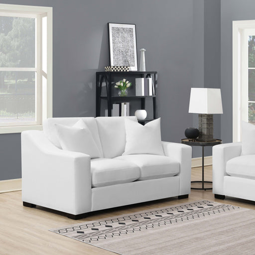 Ashlyn Upholstered Sloped Arms Loveseat White - Premium Loveseat from Coaster Z2 Standard - Just $1020! Shop now at Furniture Wholesale Plus  We are the best furniture store in Nashville, Hendersonville, Goodlettsville, Madison, Antioch, Mount Juliet, Lebanon, Gallatin, Springfield, Murfreesboro, Franklin, Brentwood