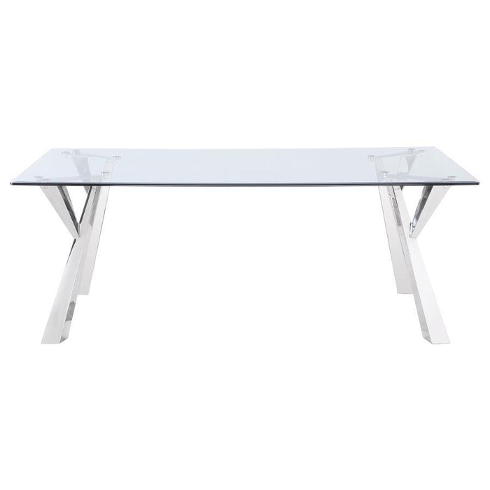 Alaia - Rectangular Glass Top Dining Table - Chrome – Dining Tables by Coaster Fine Furniture at Furniture Wholesale Plus , Nashville furniture store