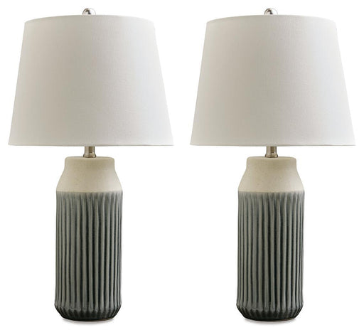 Afener - Ceramic Table Lamp (Set of 2) - Blue / Beige – Table Lamps by Signature Design by Ashley® at Furniture Wholesale Plus , Nashville furniture store