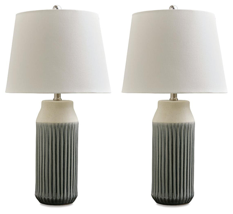 Afener - Ceramic Table Lamp (Set of 2) - Blue / Beige – Table Lamps by Signature Design by Ashley® at Furniture Wholesale Plus , Nashville furniture store