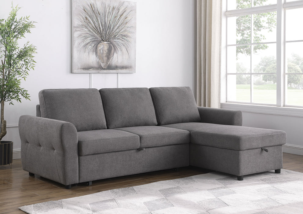 Samantha Upholstered Sleeper Sofa Sectional with Storage Chaise Grey - Premium Sectional from Coaster Z2 Standard - Just $1298! Shop now at Furniture Wholesale Plus  We are the best furniture store in Nashville, Hendersonville, Goodlettsville, Madison, Antioch, Mount Juliet, Lebanon, Gallatin, Springfield, Murfreesboro, Franklin, Brentwood