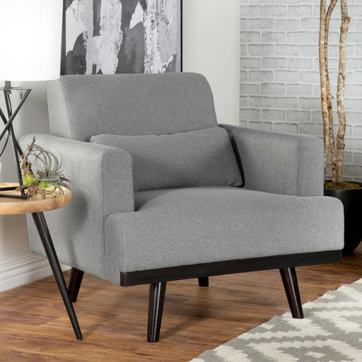 Blake Upholstered Chair with Track Arms Sharkskin and Dark Brown - Premium Chair from Coaster Z2 Standard - Just $440! Shop now at Furniture Wholesale Plus  We are the best furniture store in Nashville, Hendersonville, Goodlettsville, Madison, Antioch, Mount Juliet, Lebanon, Gallatin, Springfield, Murfreesboro, Franklin, Brentwood