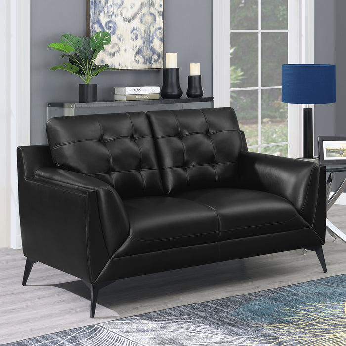 Moira Upholstered Tufted Loveseat with Track Arms Black - Premium Loveseat from Coaster Z2 Standard - Just $648! Shop now at Furniture Wholesale Plus  We are the best furniture store in Nashville, Hendersonville, Goodlettsville, Madison, Antioch, Mount Juliet, Lebanon, Gallatin, Springfield, Murfreesboro, Franklin, Brentwood