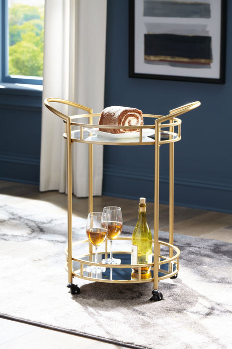 Wynora - Bar Cart - Gold – Bar Carts by Signature Design by Ashley® at Furniture Wholesale Plus , Nashville furniture store