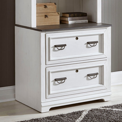 Allyson Park - Bunching Lateral File Cabinet - Wirebrushed White / Charcoal – Filing Cabinets by Liberty Furniture at Furniture Wholesale Plus , Nashville furniture store