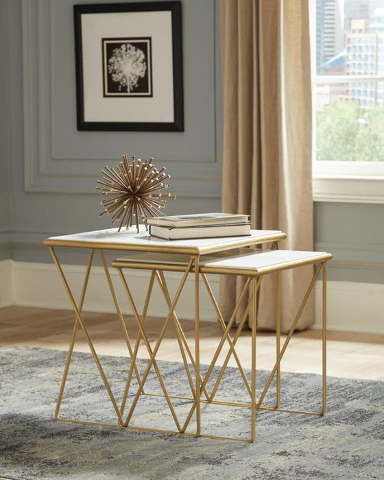 Bette - 2 Piece Marble Top Nesting Table Set - White And Gold – Nesting Tables by CoasterEssence at Furniture Wholesale Plus , Nashville furniture store