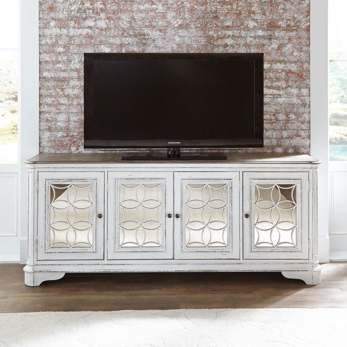 Magnolia Manor - 4 Doors TV Console - Antique White – TV Stands by Liberty Furniture at Furniture Wholesale Plus , Nashville furniture store