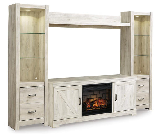 Bellaby - Entertainment Center - TV Stand With Faux Firebrick Fireplace Insert - Whitewash – Entertainment Centers by Signature Design by Ashley® at Furniture Wholesale Plus , Nashville furniture store