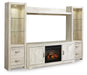 Bellaby - Entertainment Center - TV Stand With Faux Firebrick Fireplace Insert - Whitewash – Entertainment Centers by Signature Design by Ashley® at Furniture Wholesale Plus , Nashville furniture store