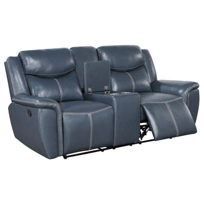 Sloane - Upholstered Padded Arm Reclining Loveseat - Blue – Reclining Loveseats by Coaster Fine Furniture at Furniture Wholesale Plus , Nashville furniture store