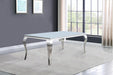 Carone - Rectangular Glass Top Dining Table – Dining Tables by CoasterElevations at Furniture Wholesale Plus , Nashville furniture store