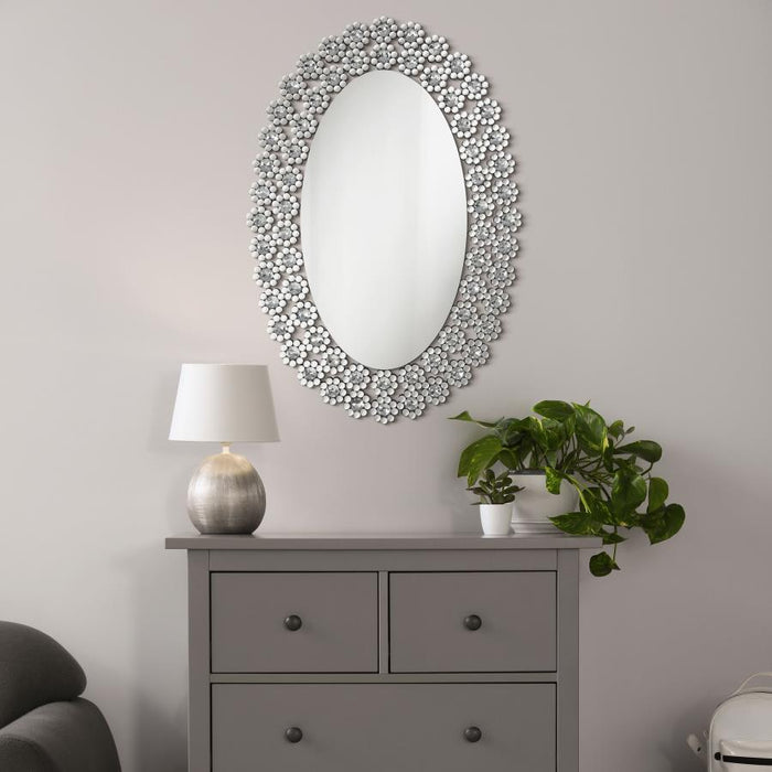 Colleen - Oval Wall Mirror - Silver – Wall Mirrors by CoasterElevations at Furniture Wholesale Plus , Nashville furniture store