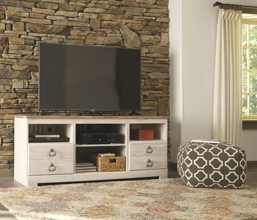 Willowton - Whitewash - 2 Pc. - 64" TV Stand with Faux Firebrick Fireplace Insert - Premium Fireplace TV Stands from Signature Design by Ashley® - Just $678! Shop now at Furniture Wholesale Plus  We are the best furniture store in Nashville, Hendersonville, Goodlettsville, Madison, Antioch, Mount Juliet, Lebanon, Gallatin, Springfield, Murfreesboro, Franklin, Brentwood