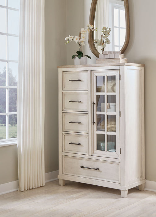 Shaybrock - Door Chest - Antique White / Brown – Door Chests by Benchcraft® at Furniture Wholesale Plus , Nashville furniture store