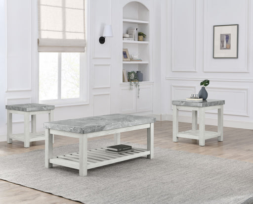 Canova - 3 Piece Gray Marble Table Set - White – Table Sets by Steve Silver Furniture at Furniture Wholesale Plus , Nashville furniture store