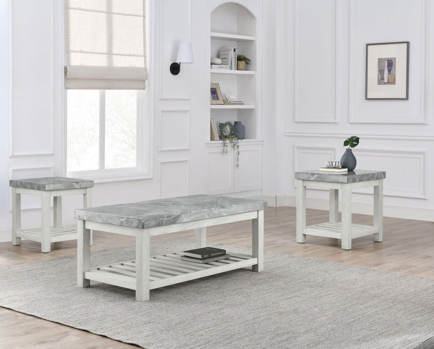 Canova - 3 Piece Gray Marble Table Set - White – Table Sets by Steve Silver Furniture at Furniture Wholesale Plus , Nashville furniture store