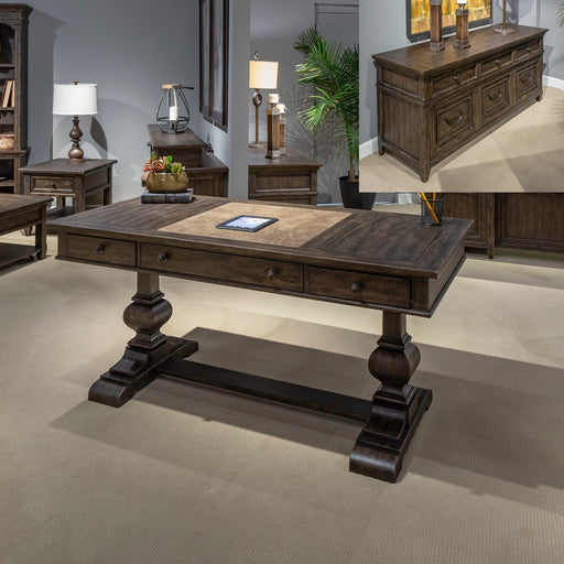 Paradise Valley - 2 Piece Home Office Desk Set - Saddle Brown – 2 Piece Home Office Sets by Liberty Furniture at Furniture Wholesale Plus , Nashville furniture store