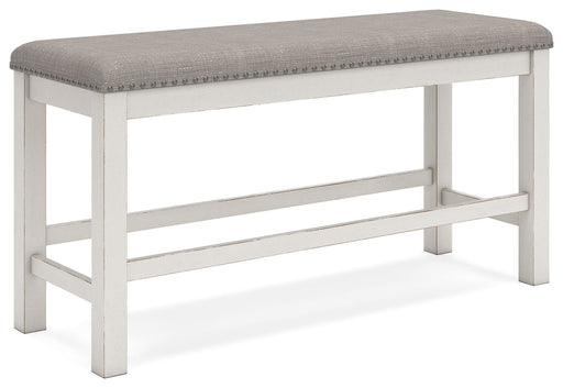 Robbinsdale - Dbl Counter Height Upholstered Dining Bench - Antique White – Counter Benches by Signature Design by Ashley® at Furniture Wholesale Plus , Nashville furniture store