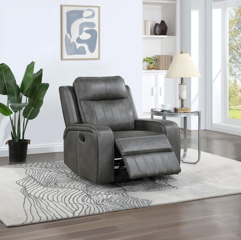 Raelynn - Upholstered Track Arm Recliner – Reclining Chairs by Coaster Fine Furniture at Furniture Wholesale Plus , Nashville furniture store