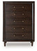 Dantenton - Five Drawer Chest - Merlot – Accent Chests by Benchcraft® at Furniture Wholesale Plus , Nashville furniture store