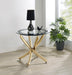 Brooke - Round Glass Top Side End Table Metal Base – End Tables by CoasterEssence at Furniture Wholesale Plus , Nashville furniture store