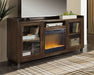 Starmore - 70" TV Stand With Glass/Stone Fireplace Insert - Brown – Fireplace TV Stands by Signature Design by Ashley® at Furniture Wholesale Plus , Nashville furniture store