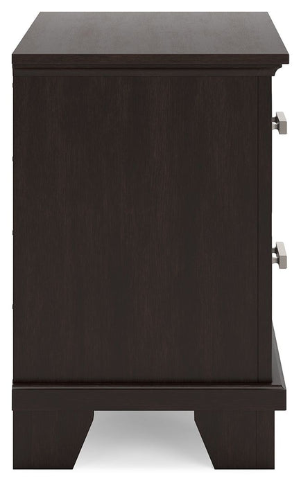 Covetown - Two Drawer Night Stand - Dark Brown – Accent Nightstands by Signature Design by Ashley® at Furniture Wholesale Plus , Nashville furniture store