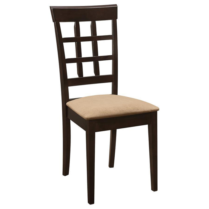 Gabriel - Lattice Back Side Chairs (Set of 2) - Cappuccino – Chair Sets by CoasterEveryday at Furniture Wholesale Plus , Nashville furniture store