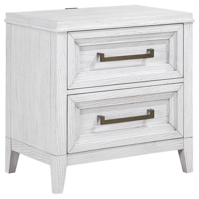 Marielle - 2-Drawer Nightstand Bedside Table - Distressed White – Accent Nightstands by CoasterEveryday at Furniture Wholesale Plus , Nashville furniture store