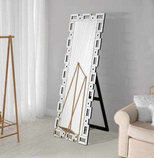 Tavin - Geometric Frame Standing Mirror - Silver - Premium Floor Mirrors from CoasterEssence - Just $469! Shop now at Furniture Wholesale Plus  We are the best furniture store in Nashville, Hendersonville, Goodlettsville, Madison, Antioch, Mount Juliet, Lebanon, Gallatin, Springfield, Murfreesboro, Franklin, Brentwood