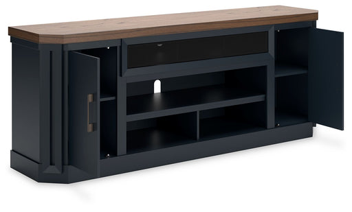 Landocken - XL TV Stand W/Fireplace Option - Brown / Blue – TV Stands by Signature Design by Ashley® at Furniture Wholesale Plus , Nashville furniture store