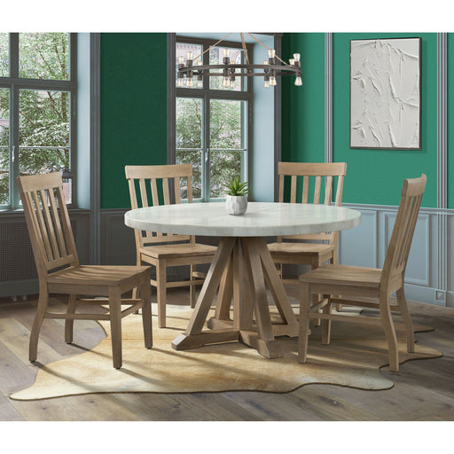 Lakeview - Round 5 Piece Dining Set (Table & Four Chairs) - White – 5 Piece Dining Room Sets by Elements International at Furniture Wholesale Plus , Nashville furniture store