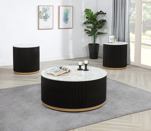 Kara - Coffee Table With Casters - Black / White – Coffee Tables by Crown Mark at Furniture Wholesale Plus , Nashville furniture store
