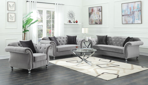 Frostine Upholstered Tufted Living Room Set Silver - Premium Living Room Set from Coaster Z2 Standard - Just $3038! Shop now at Furniture Wholesale Plus  We are the best furniture store in Nashville, Hendersonville, Goodlettsville, Madison, Antioch, Mount Juliet, Lebanon, Gallatin, Springfield, Murfreesboro, Franklin, Brentwood