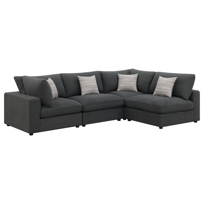 Serene 4-piece Upholstered Modular Sectional Charcoal - Premium Sectional from Coaster Z2 Standard - Just $2056! Shop now at Furniture Wholesale Plus  We are the best furniture store in Nashville, Hendersonville, Goodlettsville, Madison, Antioch, Mount Juliet, Lebanon, Gallatin, Springfield, Murfreesboro, Franklin, Brentwood