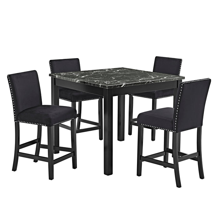 Lennon - 5 Piece Counter Height Set - All Black – 5 Piece Dining Room Sets by Crown Mark at Furniture Wholesale Plus , Nashville furniture store