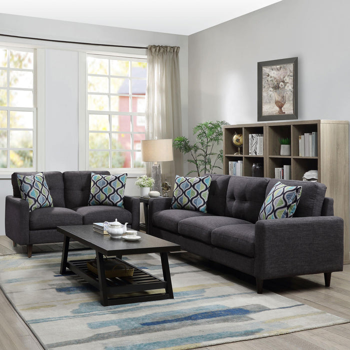 Watsonville 2-piece Cushion Back Living Room Set Grey - Premium Living Room Set from Coaster Z2 Standard - Just $978! Shop now at Furniture Wholesale Plus  We are the best furniture store in Nashville, Hendersonville, Goodlettsville, Madison, Antioch, Mount Juliet, Lebanon, Gallatin, Springfield, Murfreesboro, Franklin, Brentwood