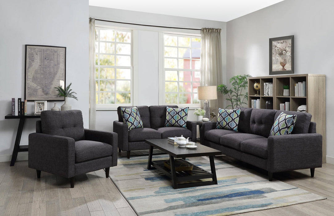 Watsonville 3-piece Cushion Back Living Room Set Grey - Premium Living Room Set from Coaster Z2 Standard - Just $1298! Shop now at Furniture Wholesale Plus  We are the best furniture store in Nashville, Hendersonville, Goodlettsville, Madison, Antioch, Mount Juliet, Lebanon, Gallatin, Springfield, Murfreesboro, Franklin, Brentwood