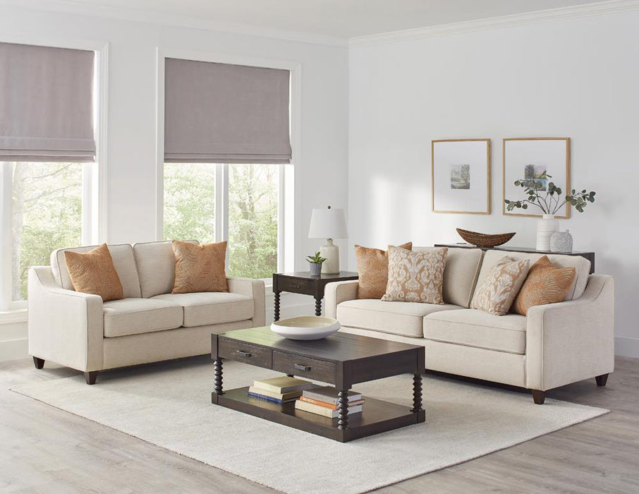 Christine Cushion Back Living Room Set Beige - Premium Living Room Set from Coaster Z2 Standard - Just $1758! Shop now at Furniture Wholesale Plus  We are the best furniture store in Nashville, Hendersonville, Goodlettsville, Madison, Antioch, Mount Juliet, Lebanon, Gallatin, Springfield, Murfreesboro, Franklin, Brentwood