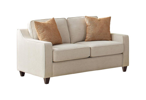 Christine Upholstered Cushion Back Loveseat Beige - Premium Loveseat from Coaster Z2 Standard - Just $840! Shop now at Furniture Wholesale Plus  We are the best furniture store in Nashville, Hendersonville, Goodlettsville, Madison, Antioch, Mount Juliet, Lebanon, Gallatin, Springfield, Murfreesboro, Franklin, Brentwood