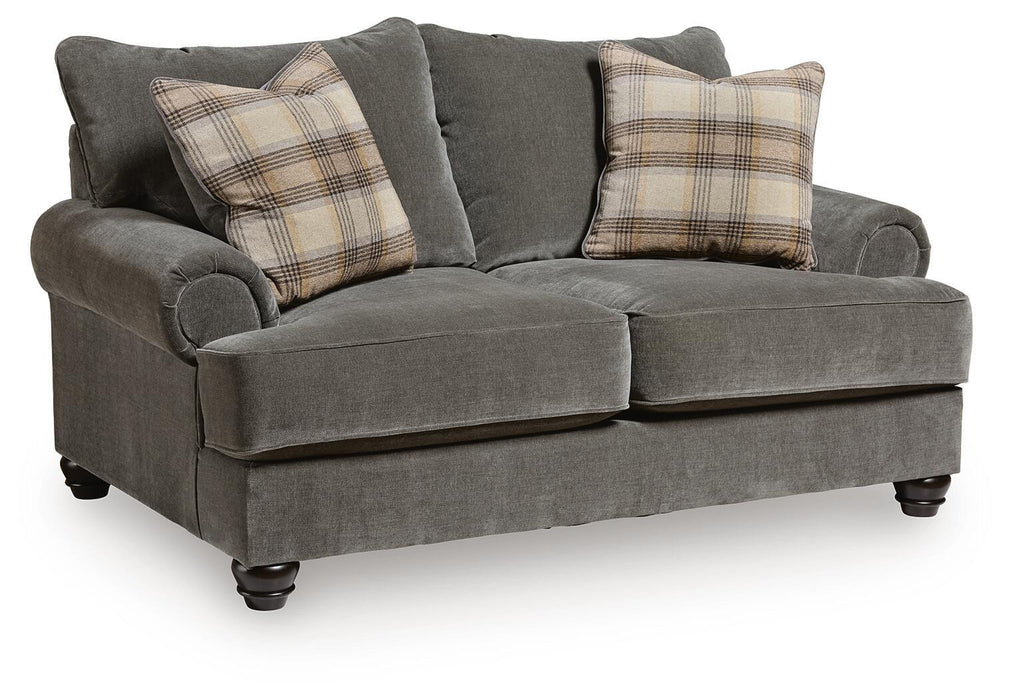 Tallow Creek - Loveseat - Shadow – Stationary Loveseats by Signature Design by Ashley® at Furniture Wholesale Plus , Nashville furniture store