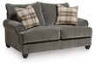 Tallow Creek - Loveseat - Shadow – Stationary Loveseats by Signature Design by Ashley® at Furniture Wholesale Plus , Nashville furniture store