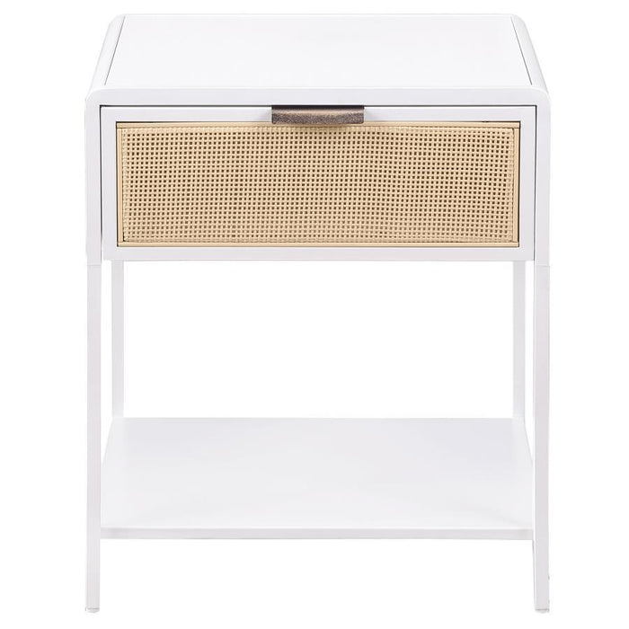 Amherst - 1-Drawer Radio Weave Rattan Metal Side Table – Side Tables by Coaster Fine Furniture at Furniture Wholesale Plus , Nashville furniture store