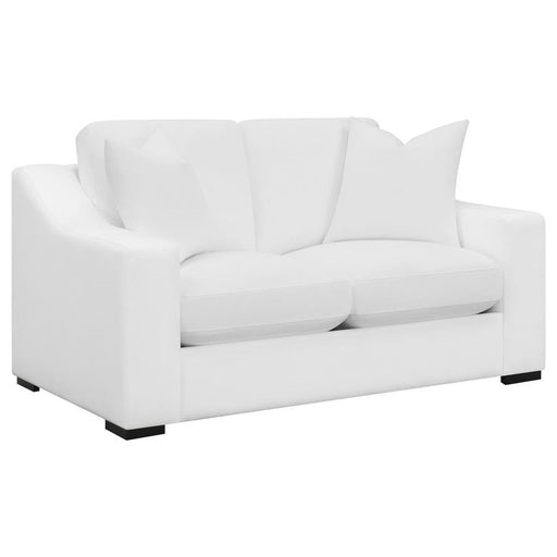 Ashlyn - Upholstered Sloped Arm Loveseat - White - Premium Stationary Loveseats from CoasterElevations - Just $1209! Shop now at Furniture Wholesale Plus  We are the best furniture store in Nashville, Hendersonville, Goodlettsville, Madison, Antioch, Mount Juliet, Lebanon, Gallatin, Springfield, Murfreesboro, Franklin, Brentwood